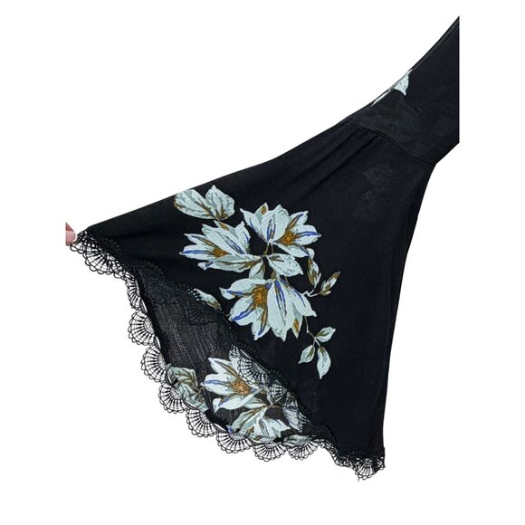 Free People Floral Print Lace Trim Bell Sleeve Mini Shift Dress S| Whimsigoth FP - Picture 9 of 16